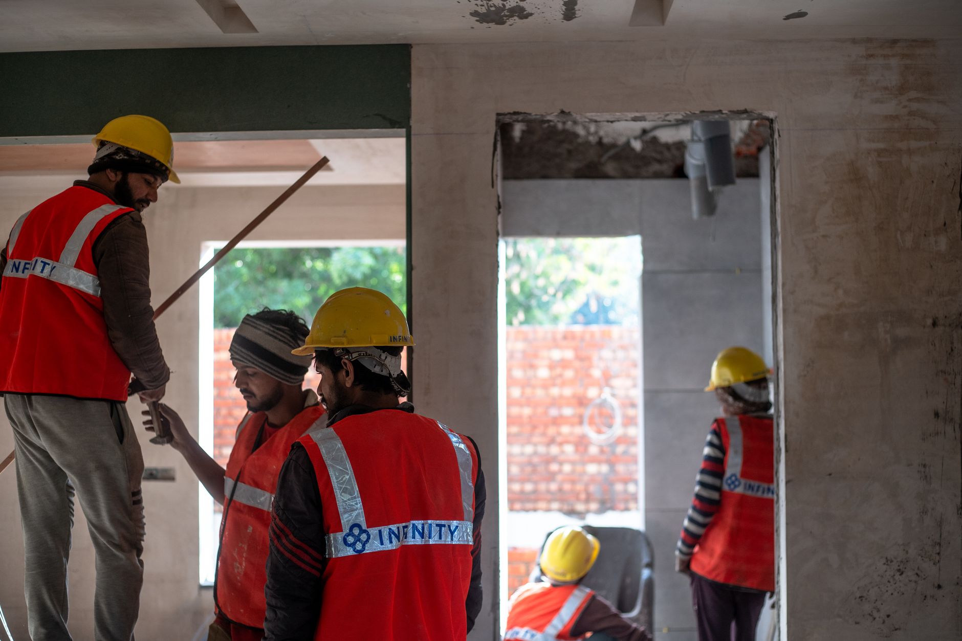Construction workers on an infrastructure site
